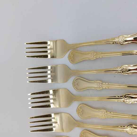 Alco Gold Tone Flatware Hollywood Regency 18 Pcs. Forks - Picture 4 of 16